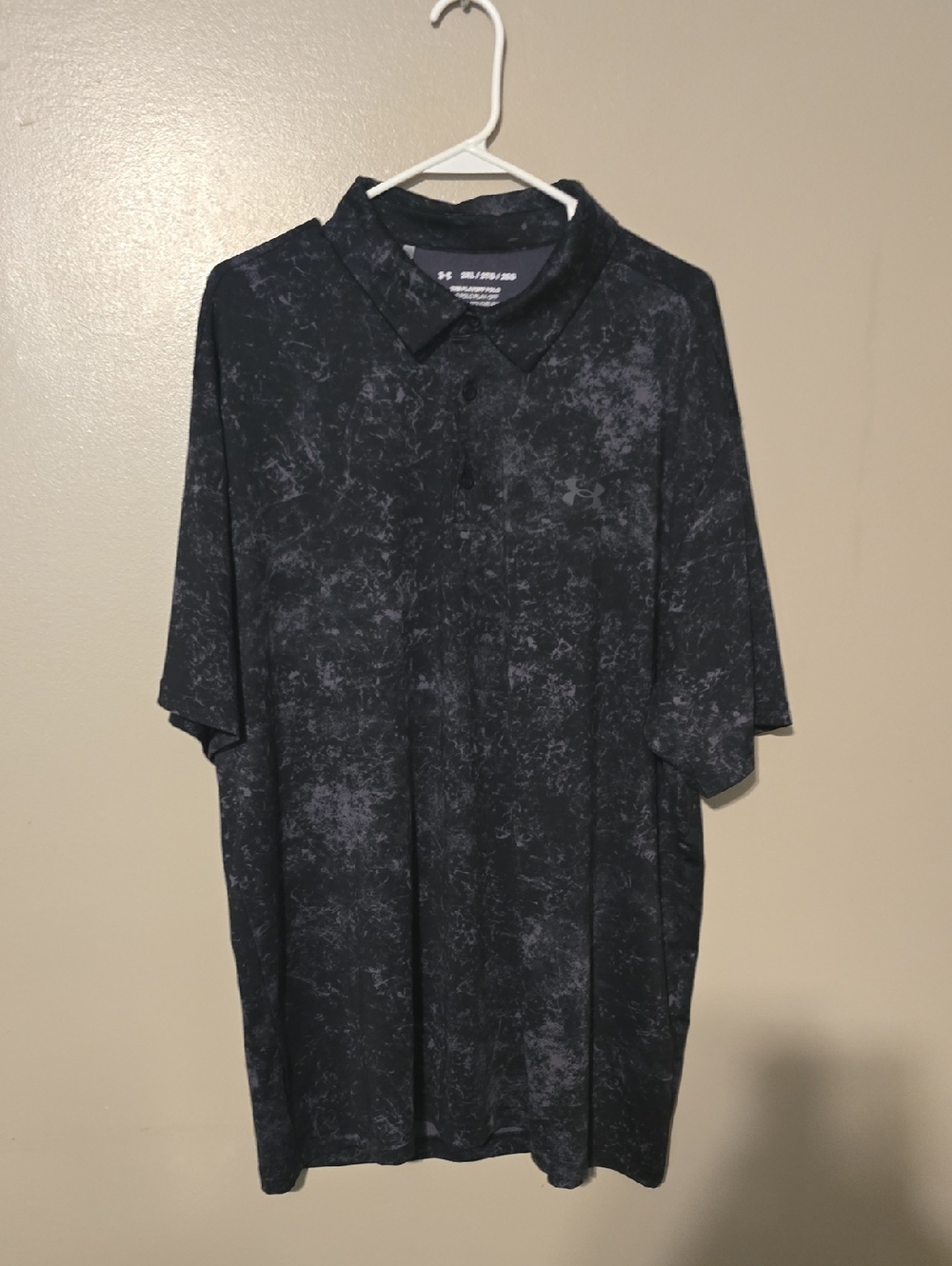 Under Armour Mens 3.0 Printed Polo 2XL Golf Shirts Navy Blue
